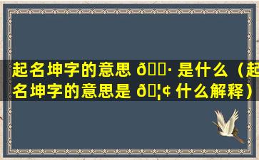 起名坤字的意思 🌷 是什么（起名坤字的意思是 🦢 什么解释）